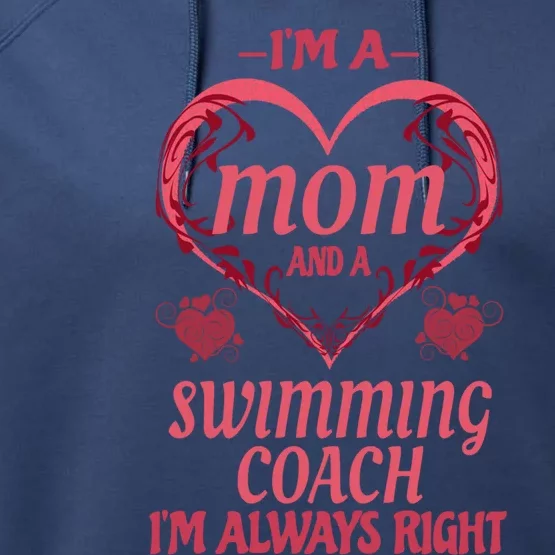 Mom Swimming Coach Swim Instructor Funny Saying Gift Performance Fleece Hoodie