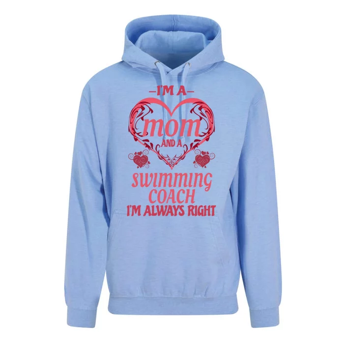 Mom Swimming Coach Swim Instructor Funny Saying Gift Unisex Surf Hoodie