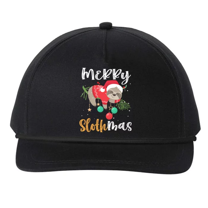 Merry Slothmas Cute Christmas Sloth Xmas Funny Gift Snapback Five-Panel Rope Hat