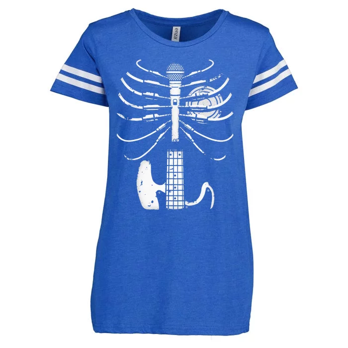 Music Skeleton Cool Guitar Microphone Speaker Heart Musician Enza Ladies Jersey Football T-Shirt