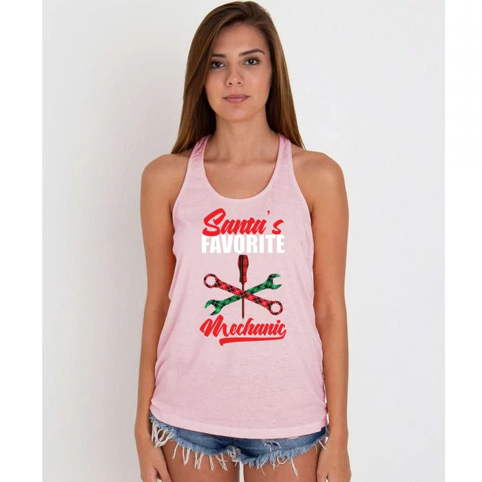 Mechanic Santa Christmas Engineer Fix Design Women's Knotted Racerback Tank