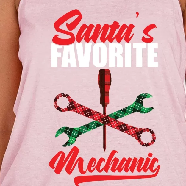 Mechanic Santa Christmas Engineer Fix Design Women's Knotted Racerback Tank