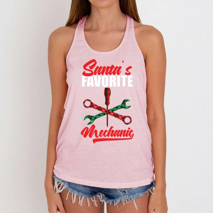 Mechanic Santa Christmas Engineer Fix Design Women's Knotted Racerback Tank