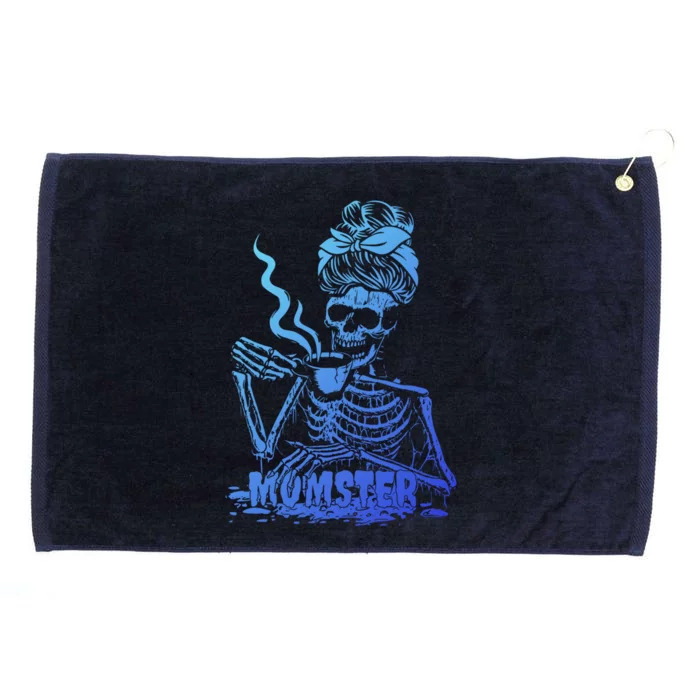 Momster Skeleton Coffee Funny Halloween Mom Mama Gift Grommeted Golf Towel