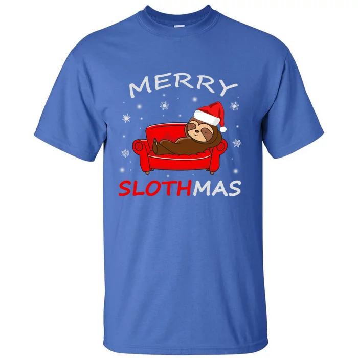 Merry Slothmas Christmas Pajama Funny Lazy Sloth Christmas Gift Tall T-Shirt