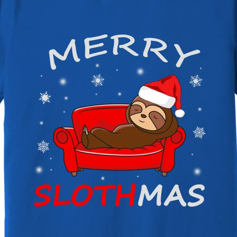 Merry Slothmas Christmas Pajama Funny Lazy Sloth Christmas Gift Premium T-Shirt