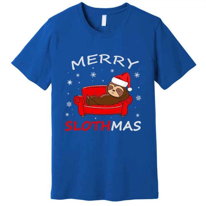 Merry Slothmas Christmas Pajama Funny Lazy Sloth Christmas Gift Premium T-Shirt