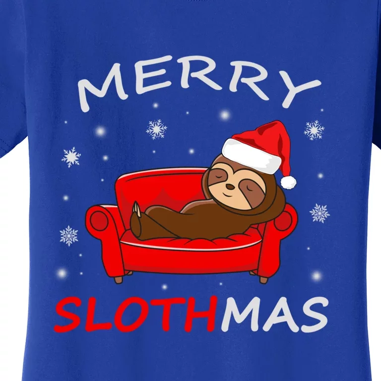 Merry Slothmas Christmas Pajama Funny Lazy Sloth Christmas Gift Women's T-Shirt