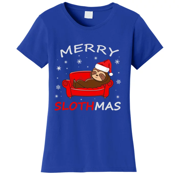 Merry Slothmas Christmas Pajama Funny Lazy Sloth Christmas Gift Women's T-Shirt