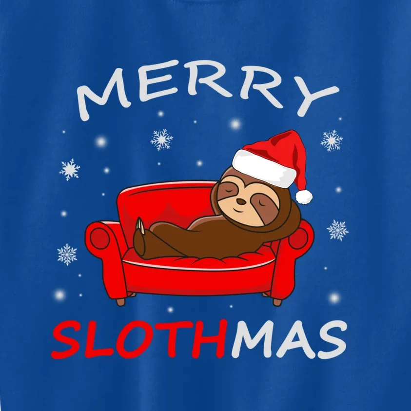 Merry Slothmas Christmas Pajama Funny Lazy Sloth Christmas Gift Kids Sweatshirt