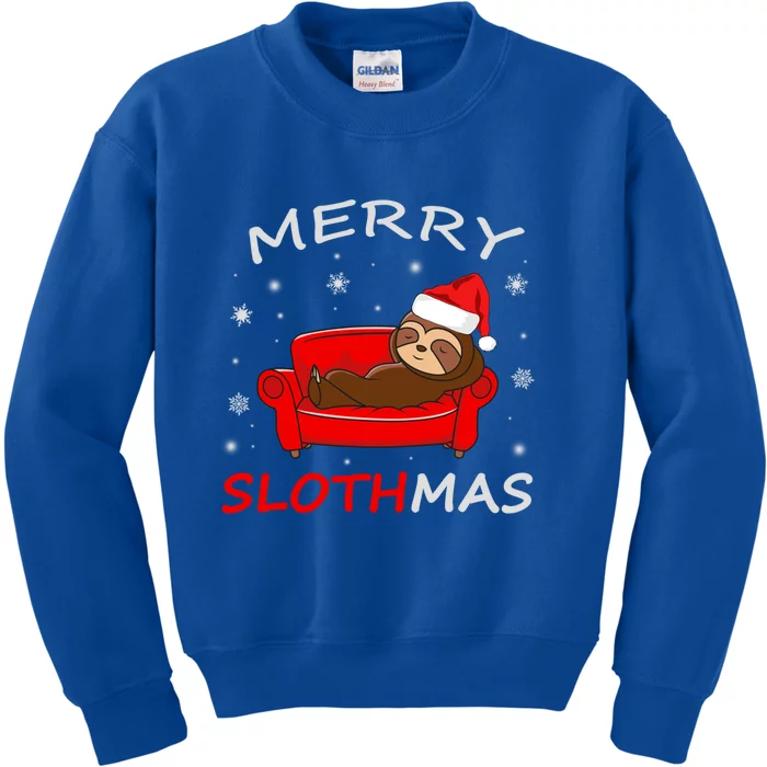 Merry Slothmas Christmas Pajama Funny Lazy Sloth Christmas Gift Kids Sweatshirt