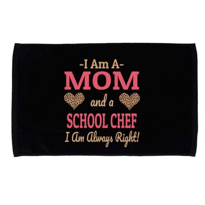 Mom School Chef Leopard Print Hearts Funny Saying Gift Microfiber Hand Towel