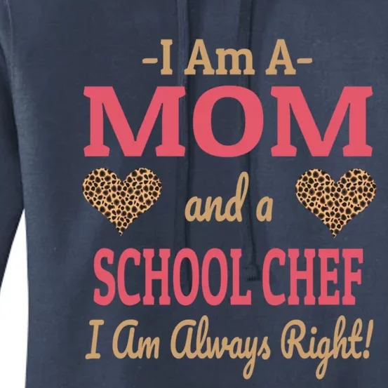 Mom School Chef Leopard Print Hearts Funny Saying Gift Women's Pullover Hoodie