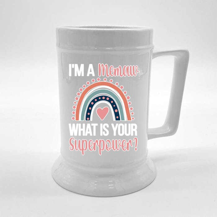 Memaw Superpower Cute Memaw Grandmother Appreciation Gift Front & Back Beer Stein