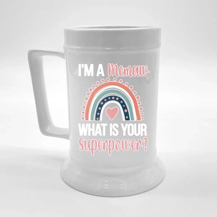 Memaw Superpower Cute Memaw Grandmother Appreciation Gift Front & Back Beer Stein