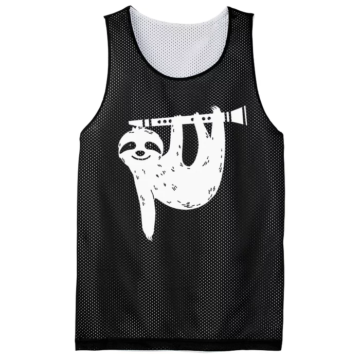 Musician Sloth Clarinetist Gift Clarinet Mesh Reversible Basketball Jersey Tank