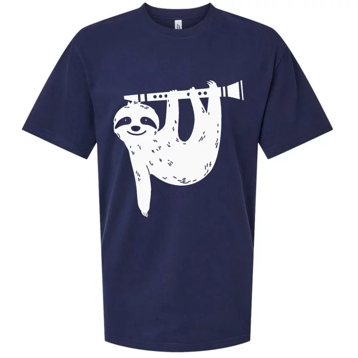 Musician Sloth Clarinetist Gift Clarinet Sueded Cloud Jersey T-Shirt