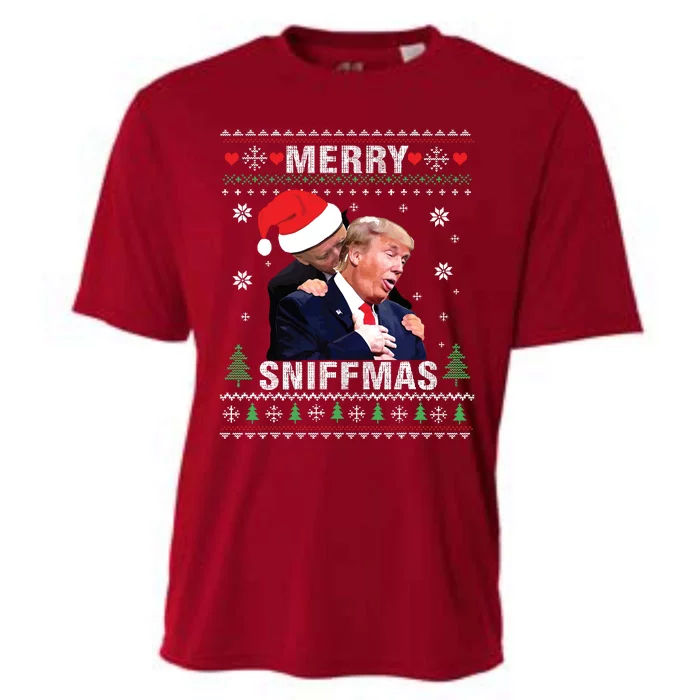 Merry Sniffmas Christmas Anti Biden Ugly Christmas Sweater Cooling Performance Crew T-Shirt