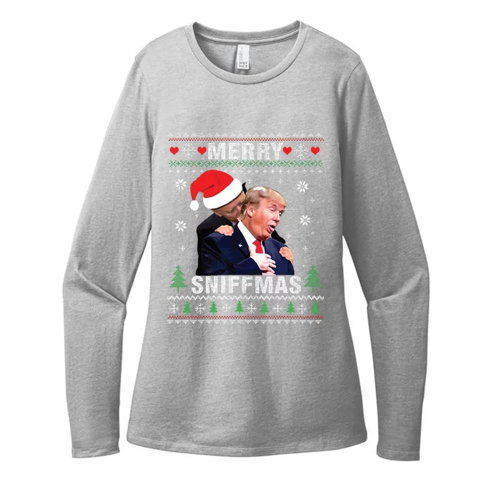 Merry Sniffmas Christmas Anti Biden Ugly Christmas Sweater Womens CVC Long Sleeve Shirt