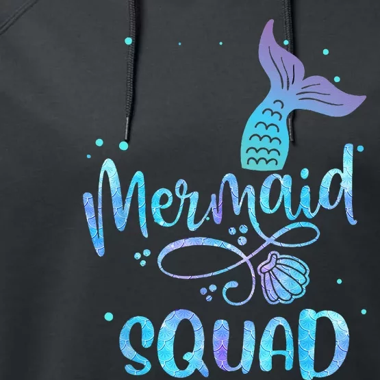 Mermaid Squad Cute Girls Birthday Squad Mermaid Tail Party Performance Fleece Hoodie