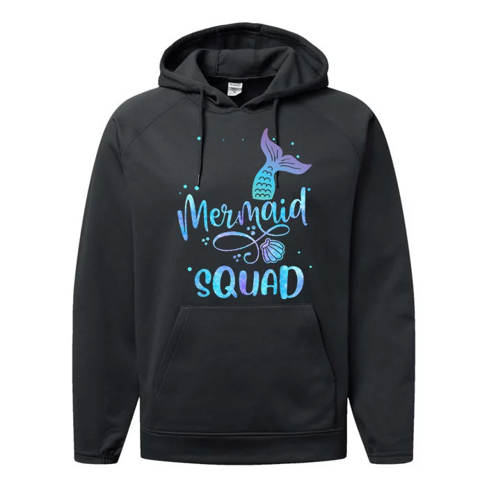 Mermaid Squad Cute Girls Birthday Squad Mermaid Tail Party Performance Fleece Hoodie