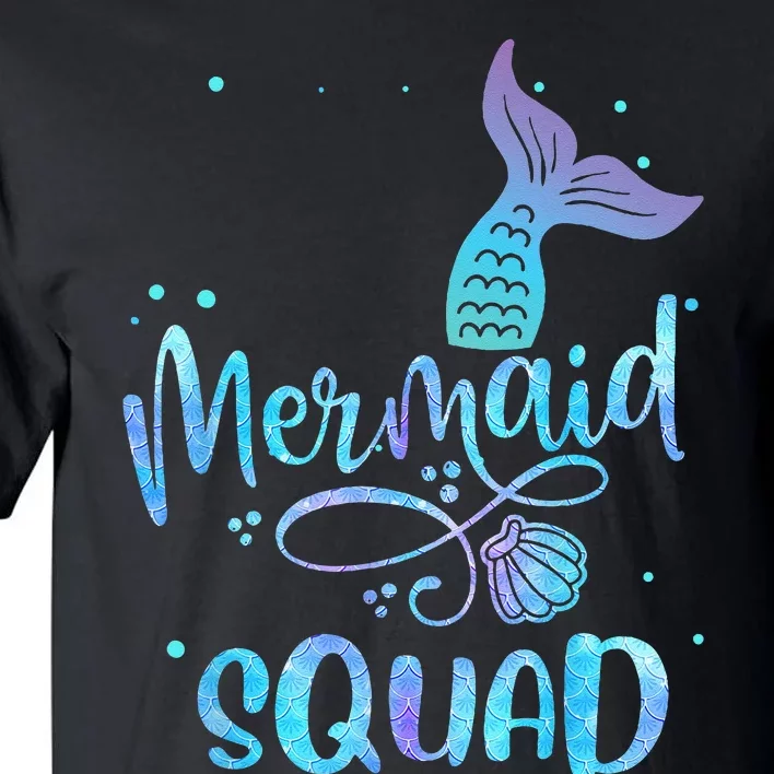 Mermaid Squad Cute Girls Birthday Squad Mermaid Tail Party Tall T-Shirt