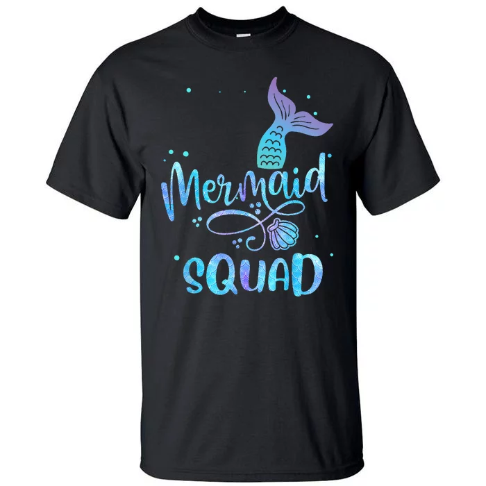 Mermaid Squad Cute Girls Birthday Squad Mermaid Tail Party Tall T-Shirt