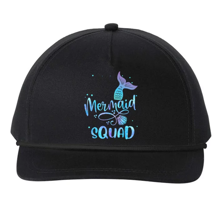 Mermaid Squad Cute Girls Birthday Squad Mermaid Tail Party Snapback Five-Panel Rope Hat