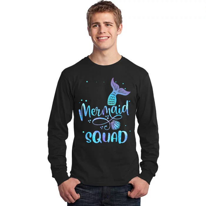 Mermaid Squad Cute Girls Birthday Squad Mermaid Tail Party Tall Long Sleeve T-Shirt