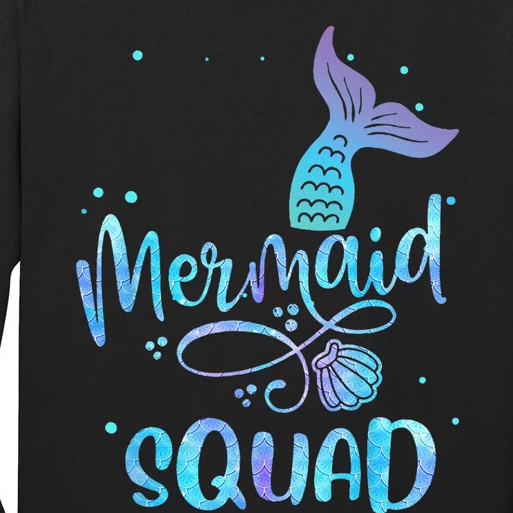 Mermaid Squad Cute Girls Birthday Squad Mermaid Tail Party Tall Long Sleeve T-Shirt