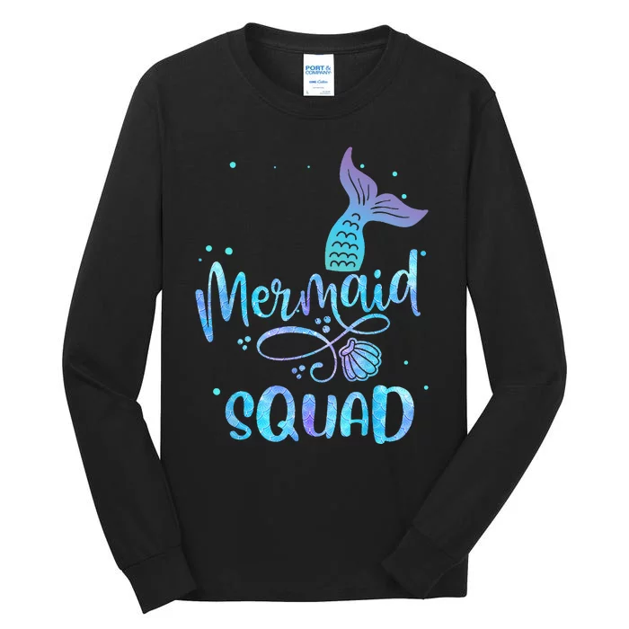 Mermaid Squad Cute Girls Birthday Squad Mermaid Tail Party Tall Long Sleeve T-Shirt