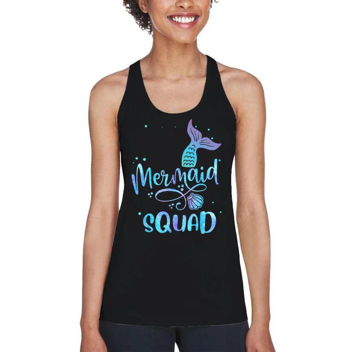 Mermaid Squad Cute Girls Birthday Squad Mermaid Tail Party Women's Racerback Tank