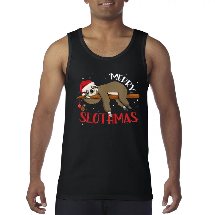 Merry Slothmas Christmas Pajama for Sloth Lovers Tank Top