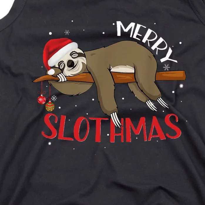 Merry Slothmas Christmas Pajama for Sloth Lovers Tank Top