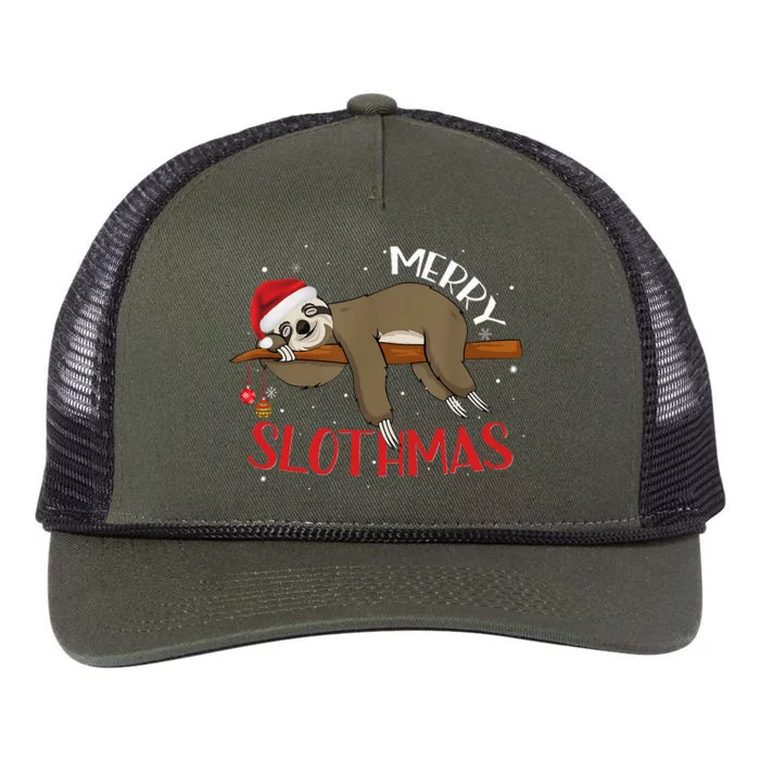 Merry Slothmas Christmas Pajama for Sloth Lovers Retro Rope Trucker Hat Cap