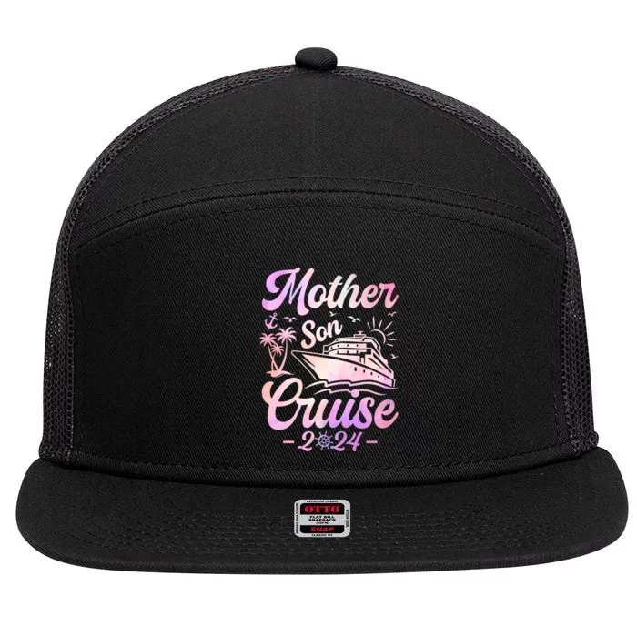 Mother Son Cruise 2024 Celebration 7 Panel Mesh Trucker Snapback Hat