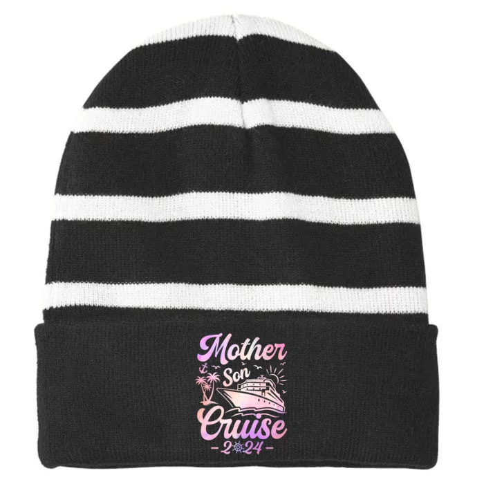 Mother Son Cruise 2024 Celebration Striped Beanie with Solid Band