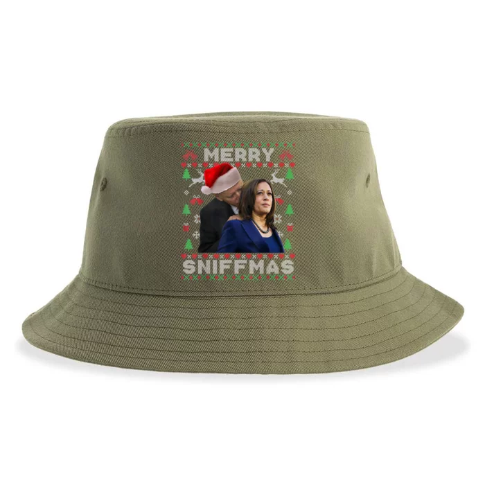 Merry Sniffmas Christmas Anti Biden Ugly Christmas Sustainable Bucket Hat