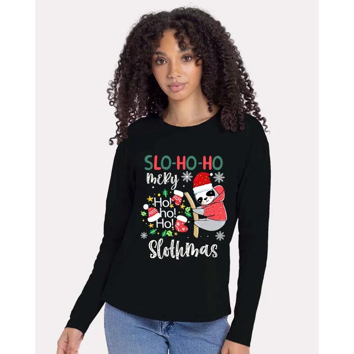 Merry Slothmas Cute Sloth Christmas Gift Womens Cotton Relaxed Long Sleeve T-Shirt