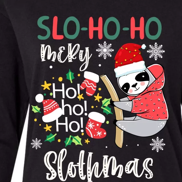 Merry Slothmas Cute Sloth Christmas Gift Womens Cotton Relaxed Long Sleeve T-Shirt