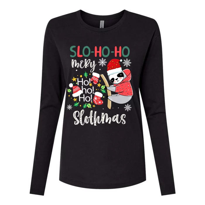 Merry Slothmas Cute Sloth Christmas Gift Womens Cotton Relaxed Long Sleeve T-Shirt