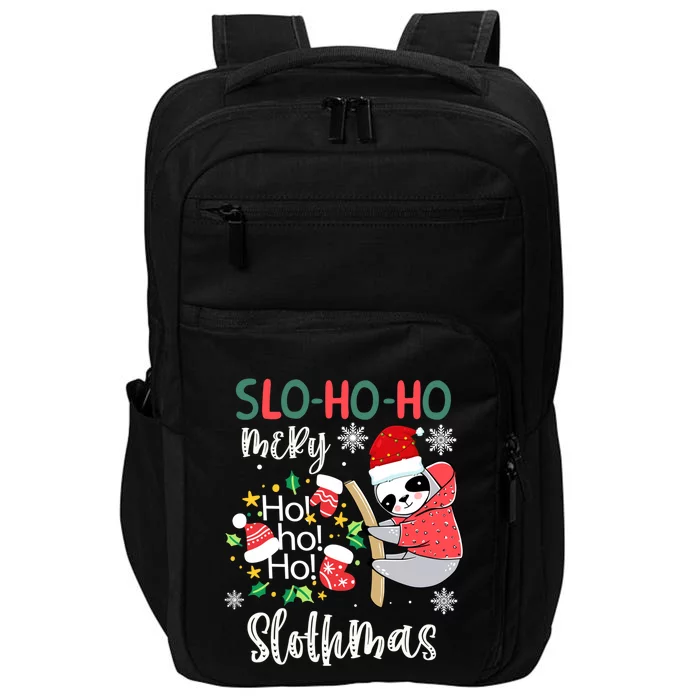 Merry Slothmas Cute Sloth Christmas Gift Impact Tech Backpack