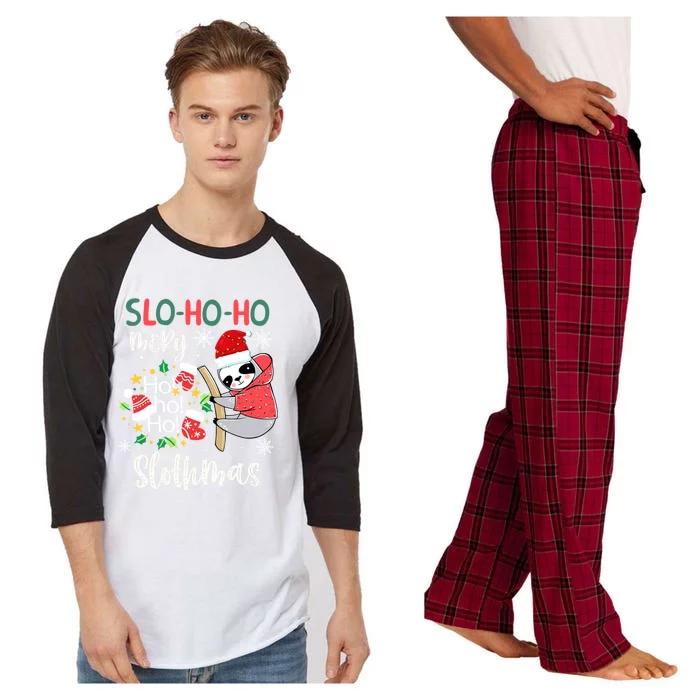 Merry Slothmas Cute Sloth Christmas Gift Raglan Sleeve Pajama Set