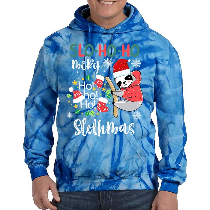 Merry Slothmas Cute Sloth Christmas Gift Tie Dye Hoodie