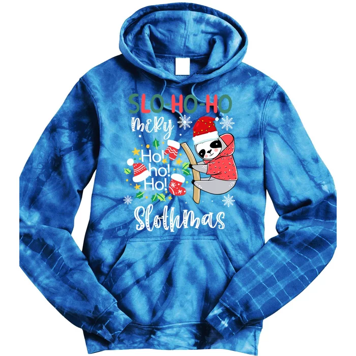 Merry Slothmas Cute Sloth Christmas Gift Tie Dye Hoodie