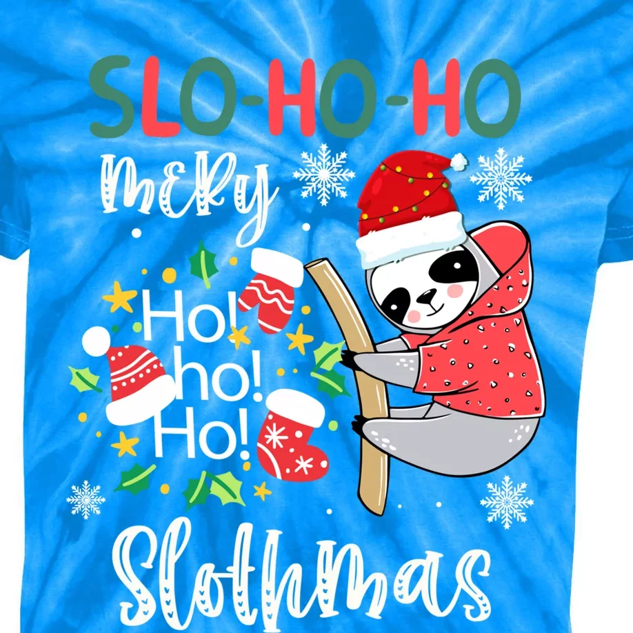 Merry Slothmas Cute Sloth Christmas Gift Kids Tie-Dye T-Shirt