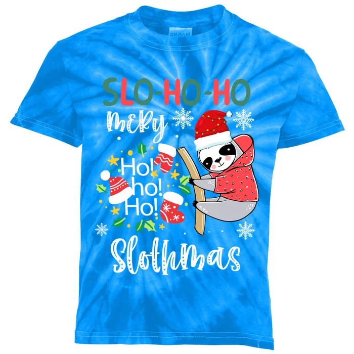 Merry Slothmas Cute Sloth Christmas Gift Kids Tie-Dye T-Shirt