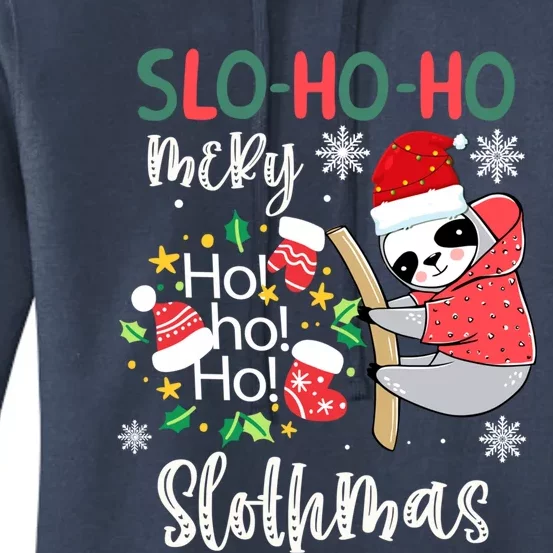 Merry Slothmas Cute Sloth Christmas Gift Women's Pullover Hoodie