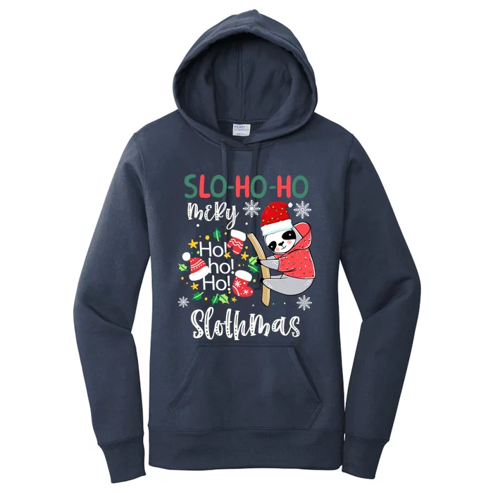 Merry Slothmas Cute Sloth Christmas Gift Women's Pullover Hoodie