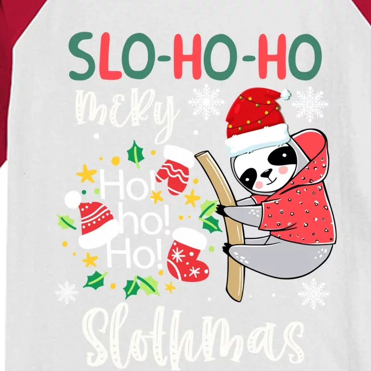 Merry Slothmas Cute Sloth Christmas Gift Kids Colorblock Raglan Jersey